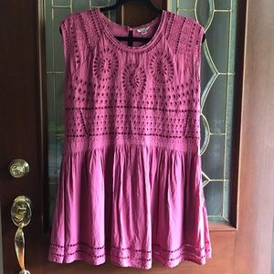 Urban Outfitters Ecote Dusty Rose Crochet Lace Mini Dress/Tunic Size Small